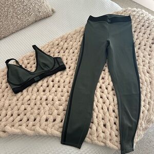 Alo olive green airlift line up leggings & sports bra